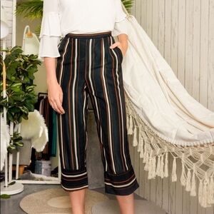 Lucca striped culottes in Forest wide leg pants